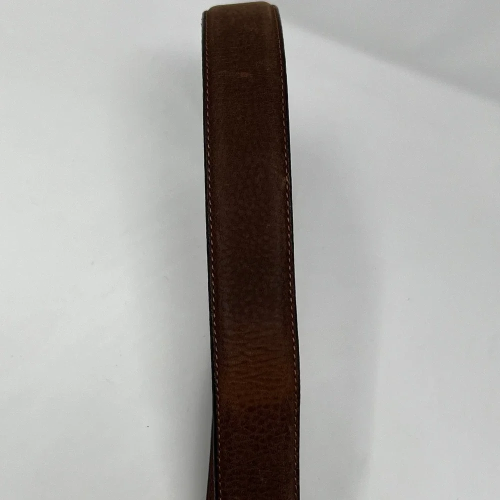 Vintage Brighton Brown Textured Leather Belt Brass Buckle Women's Size 32